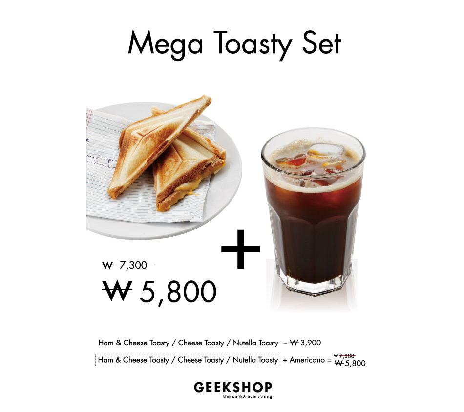 Mega Toasty Set  런치타임으로 오전 11시 부터 오후 3시까지 메가토스티 세트를 판매합니다.  